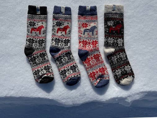 Viking Knits Dala Horse Swedish Pattern Wool Socks VKD2