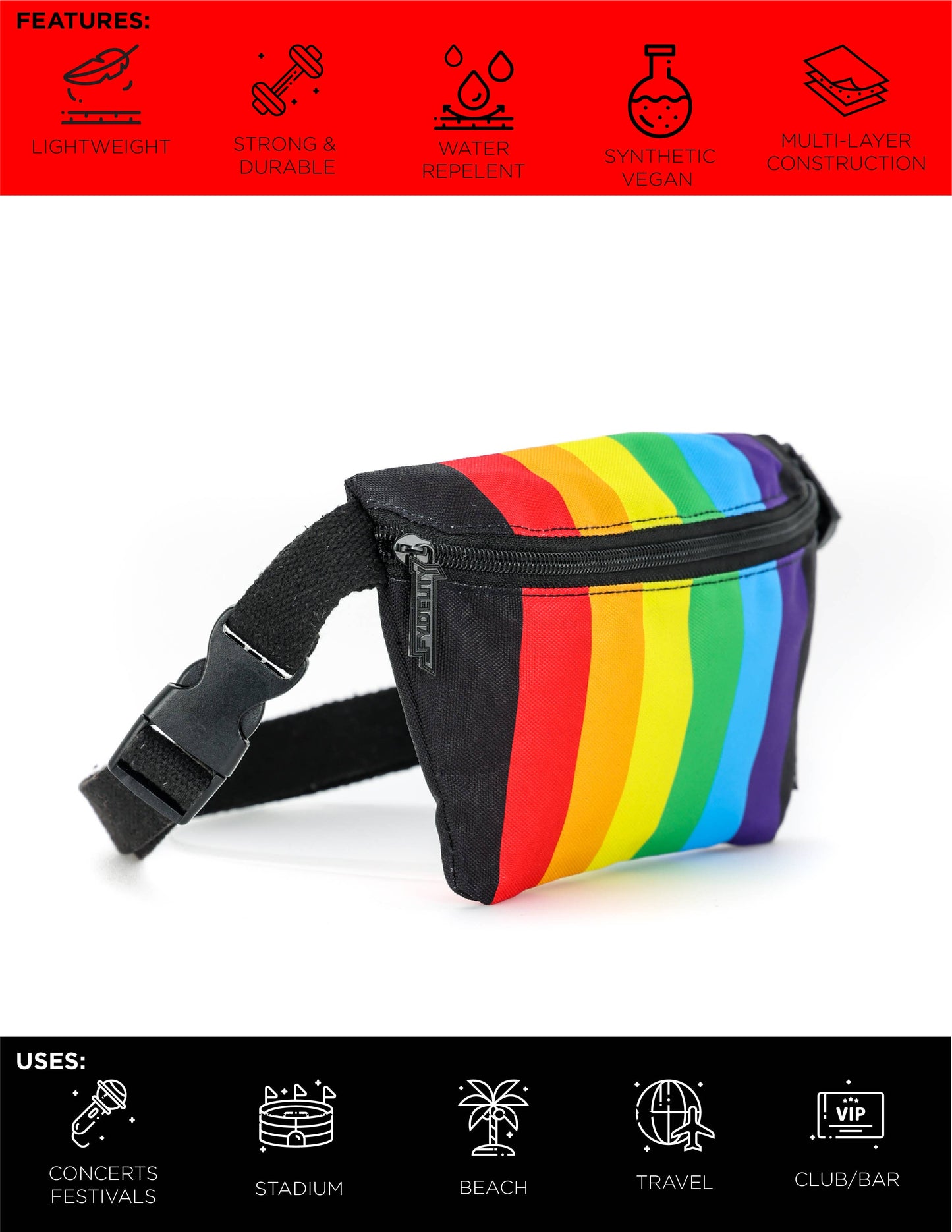 83359: Fanny Pack | Small Ultra-Slim | PRIDE Rainbow Stripe