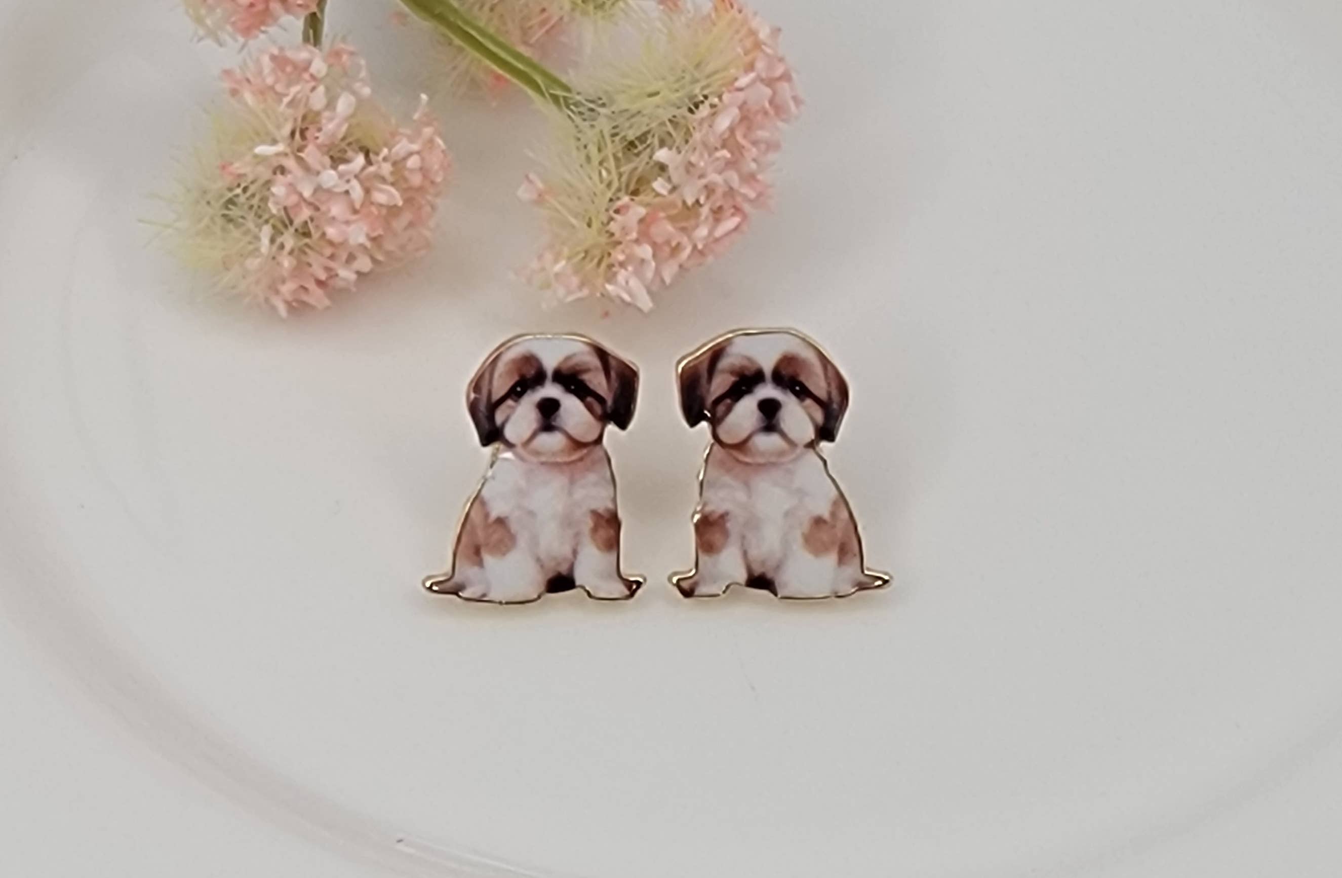 SHIH TZU STUD EARRINGS.