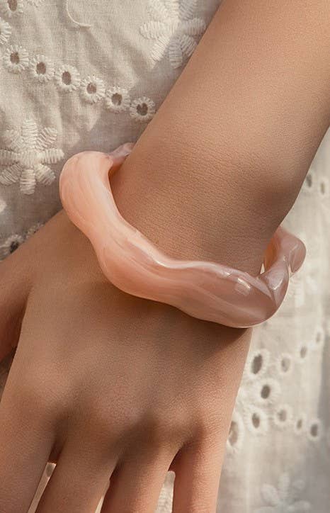 Acrylic Wavy Bamboo Design Cuff Bracelet | 40B5196