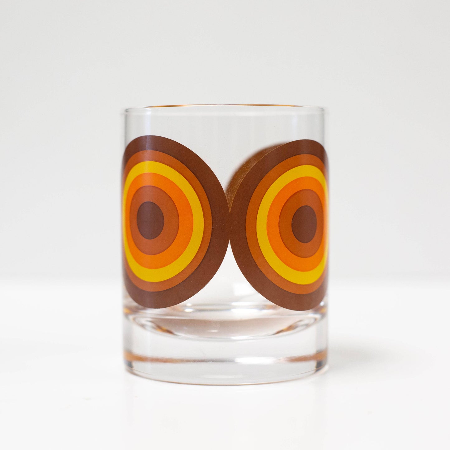 Orange and Brown 70's Retro Circle Whiskey Cocktail Glass