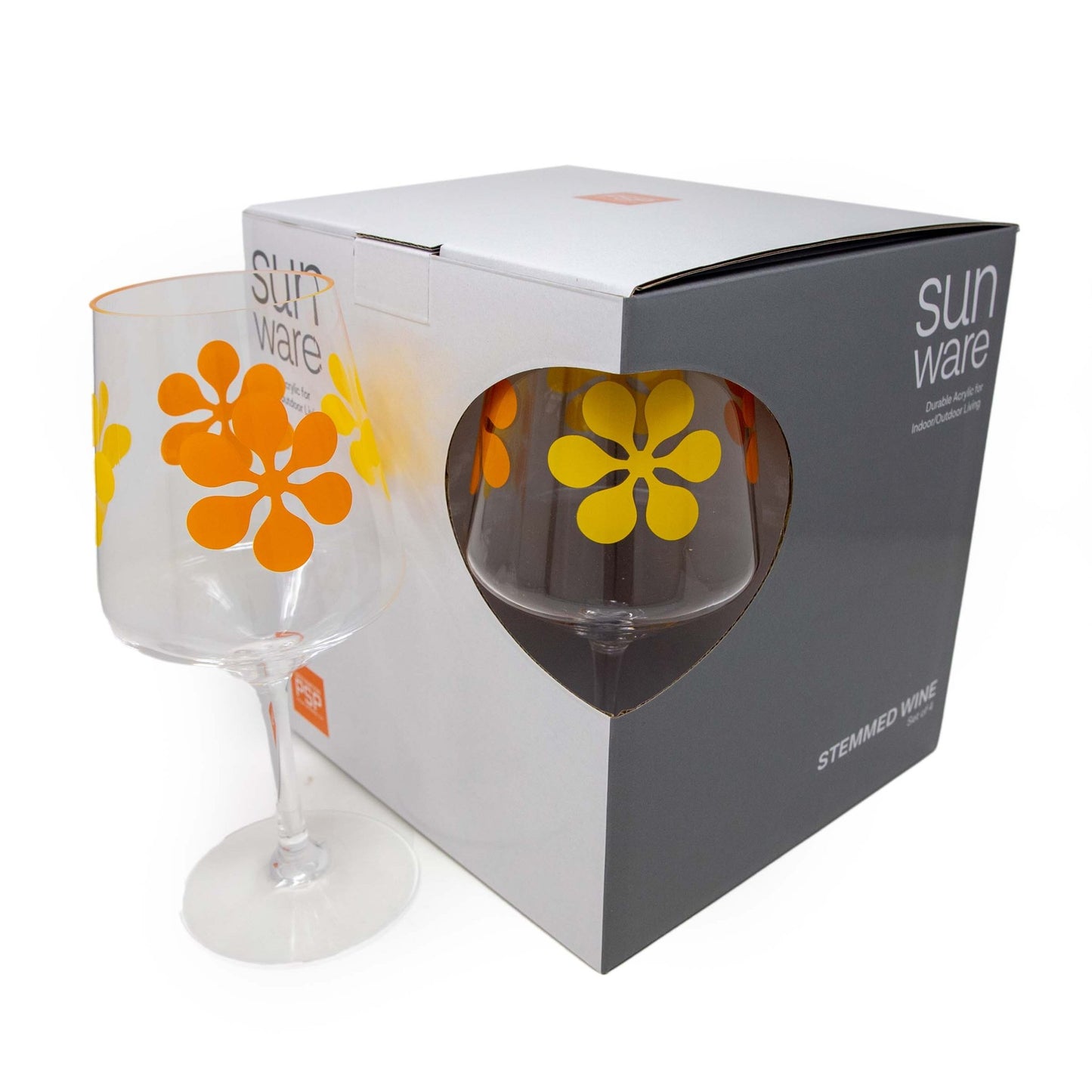 Acrylic Wine Goblets - Orange Modfest Design - Vintage MC