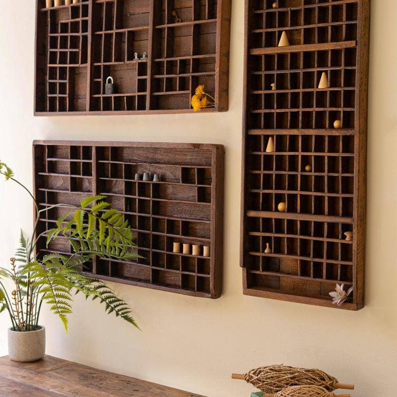 Antique Wood Printer Trays