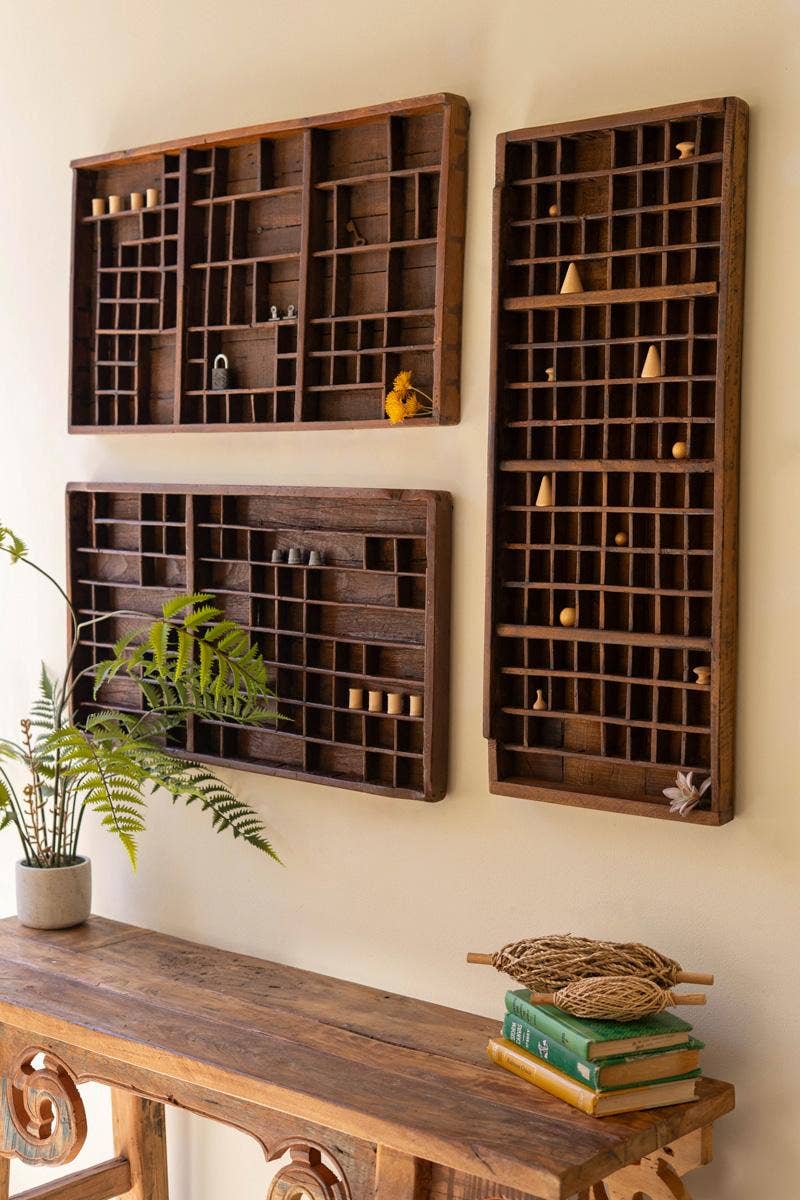 Antique Wood Printer Trays