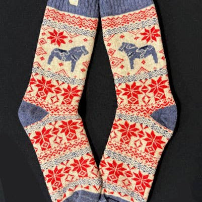 Viking Knits Dala Horse Swedish Pattern Wool Socks VKD2