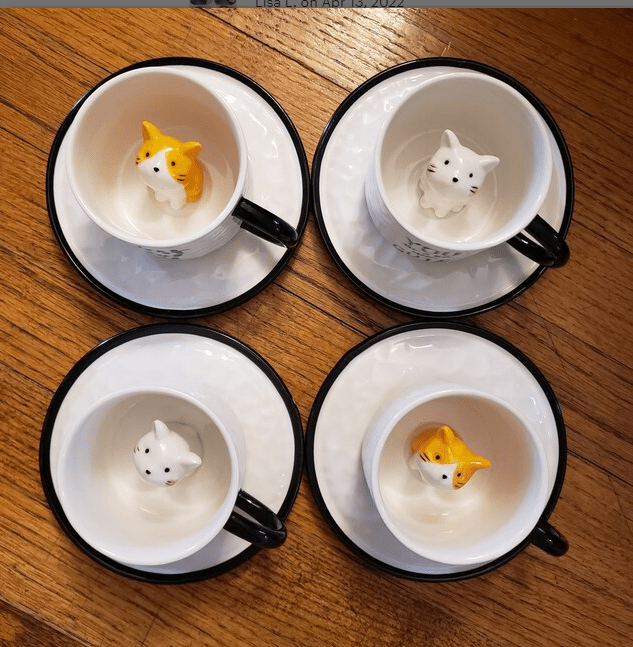 Adorable Ceramic Cat Cup & Saucer - Vintage MC