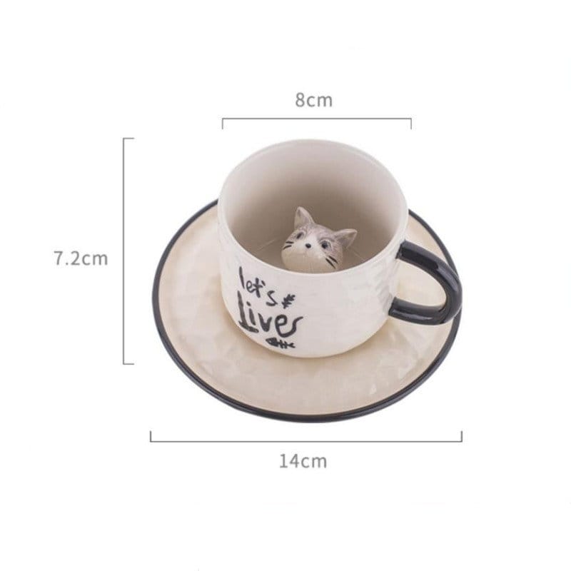 Adorable Ceramic Cat Cup & Saucer - Vintage MC