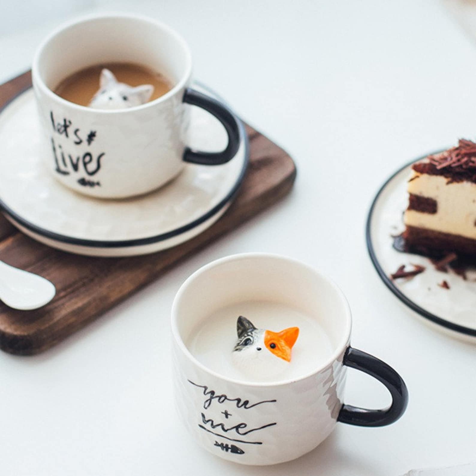 Adorable Ceramic Cat Cup & Saucer - Vintage MC