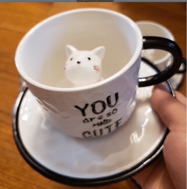 Adorable Ceramic Cat Cup & Saucer - Vintage MC