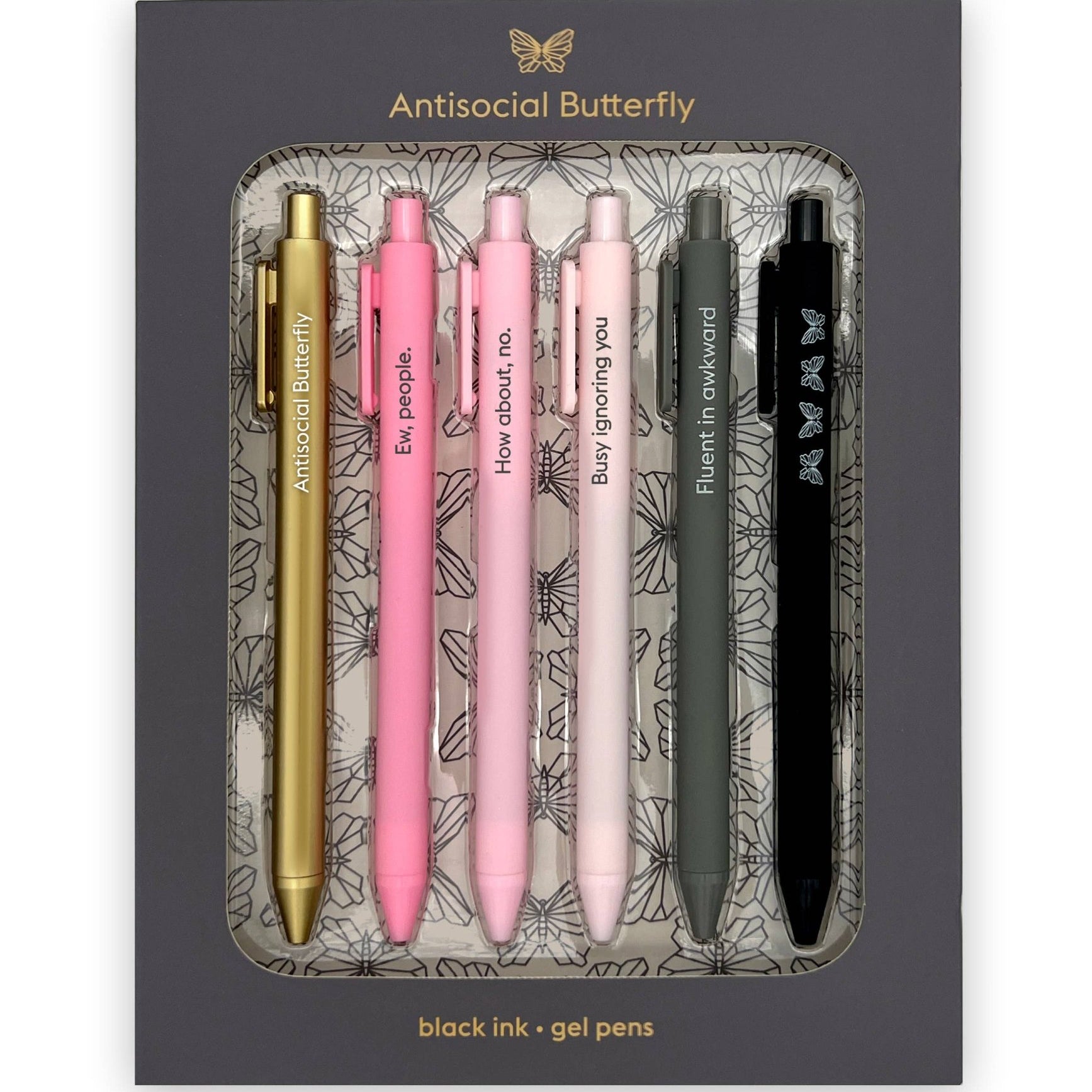 ANTISOCIAL BUTTERFLY - QUOTABLE GEL PEN SET - Vintage MC