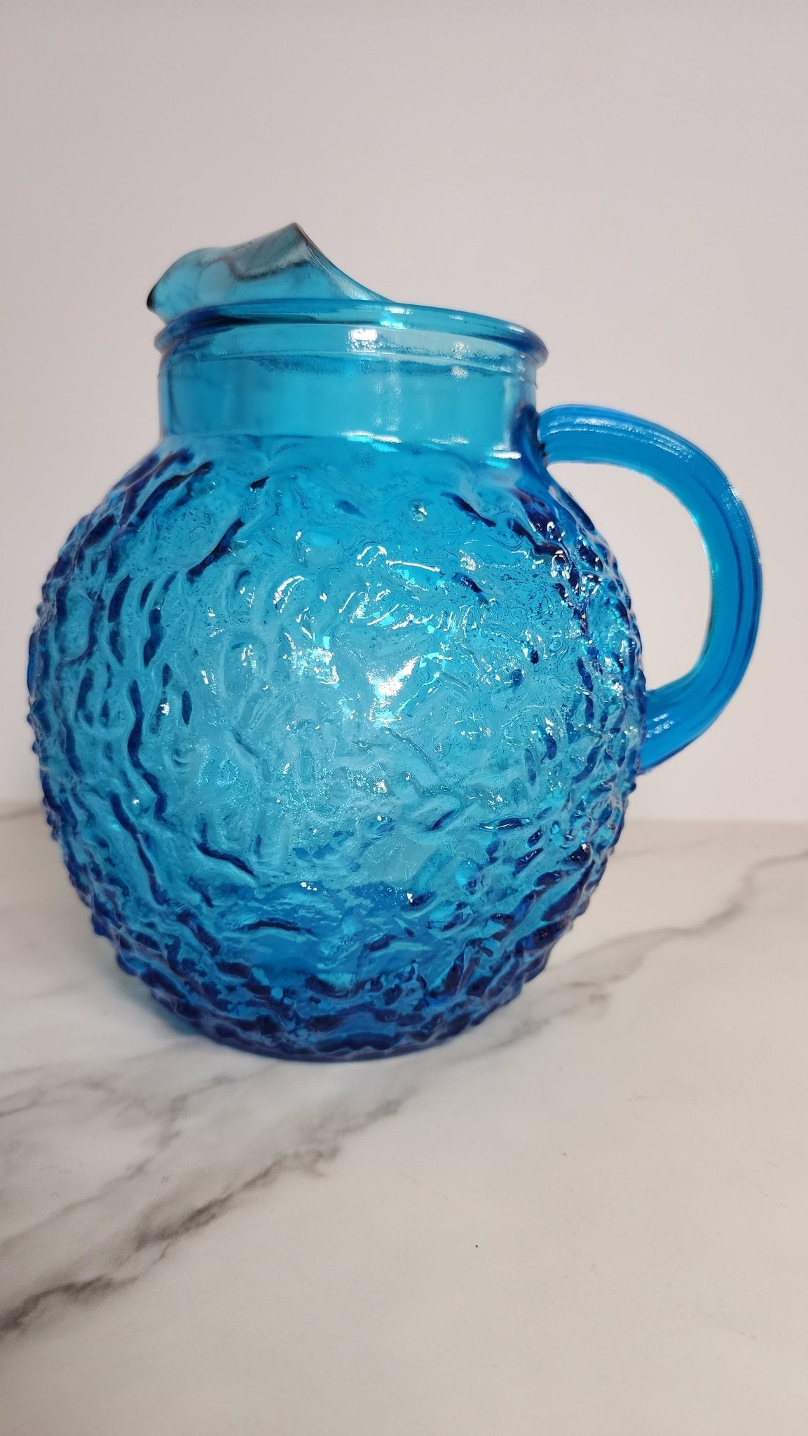 Aqua Cracked Ice Pitcher - Vintage MC