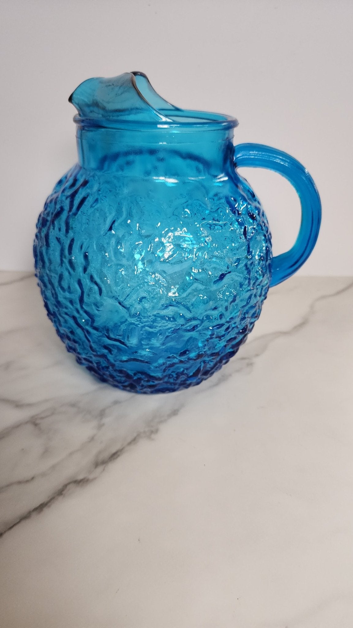 Aqua Cracked Ice Pitcher - Vintage MC