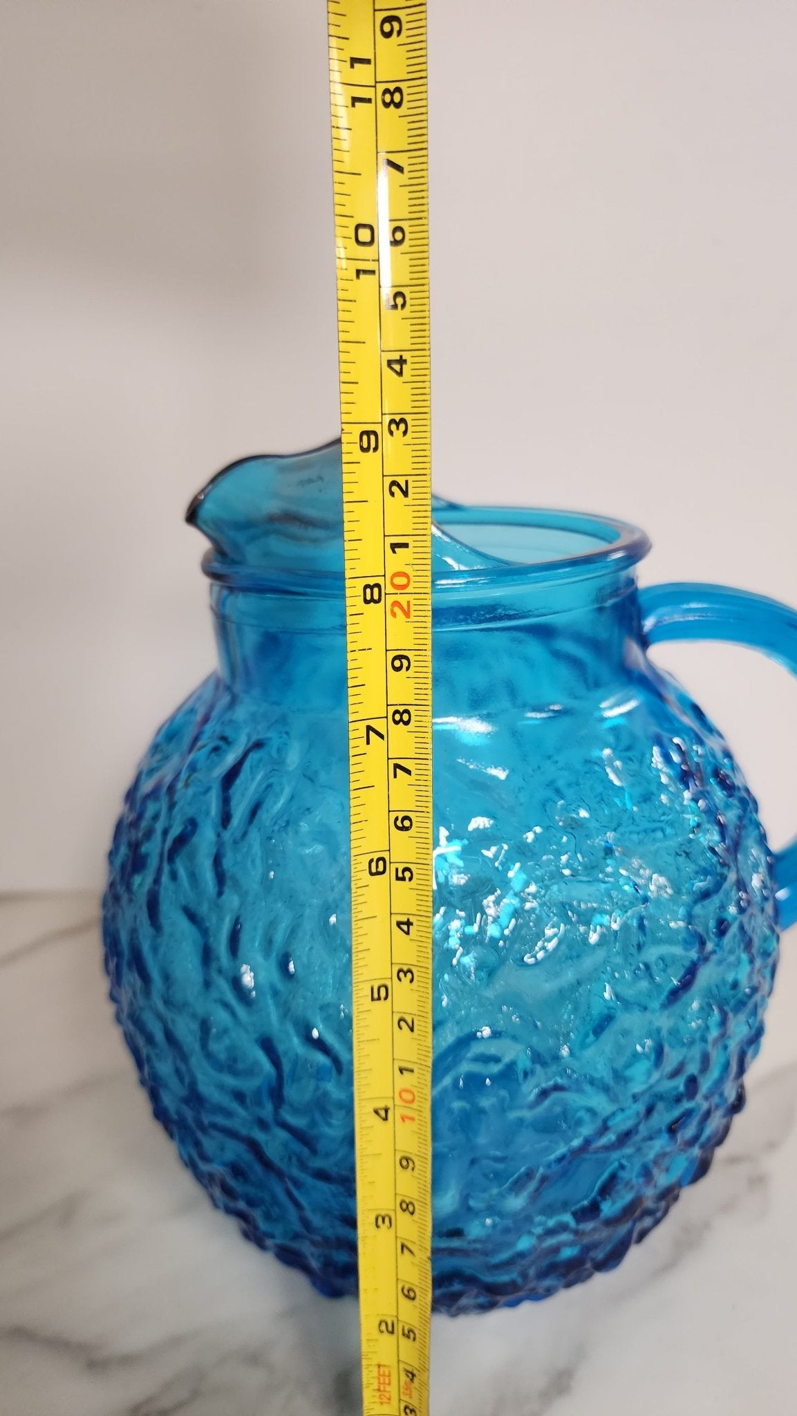 Aqua Cracked Ice Pitcher - Vintage MC