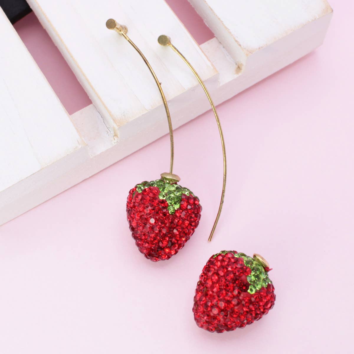 Fresh off the Vine Crystal Strawberry Earrings