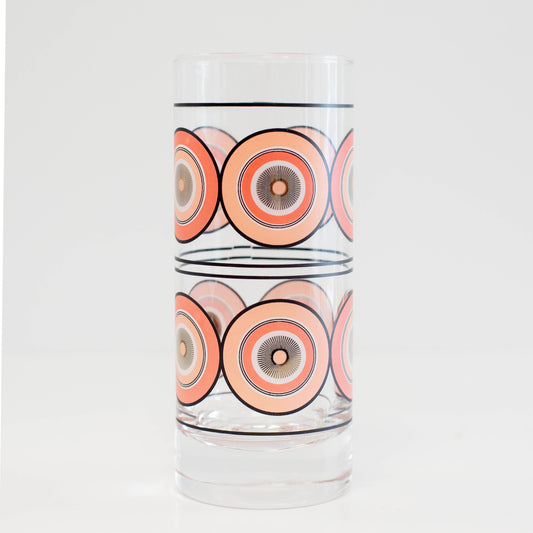 Pink Circles Highball Tall Vintage Cocktail Glass