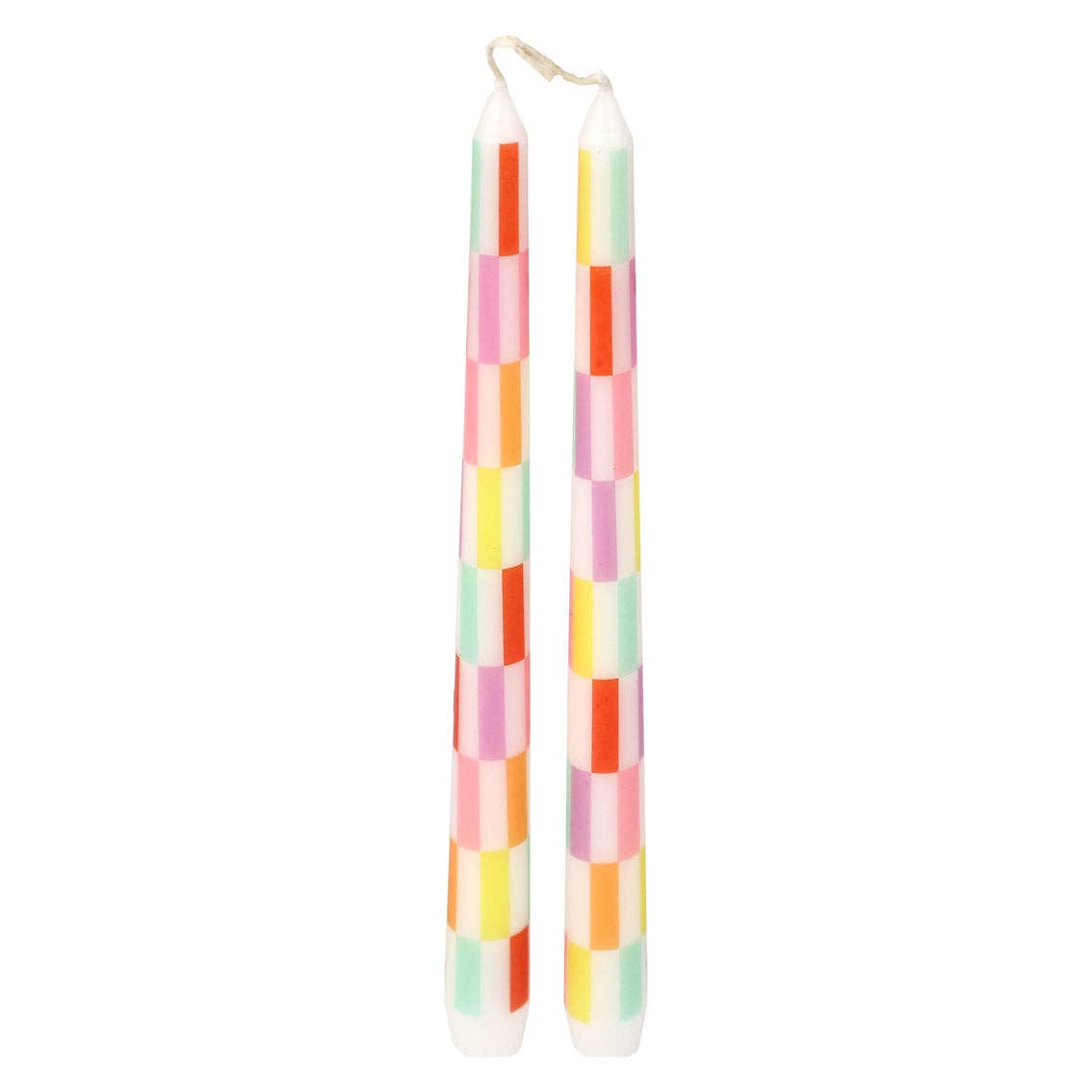 Multicolor Check Taper Candles - 2 Pack | Valentines Decor |