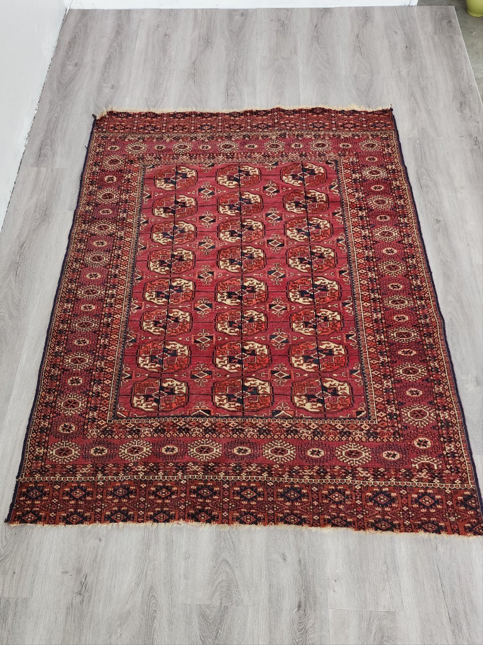 BB062302 Wool Bokhara Rug in Red - Vintage MC