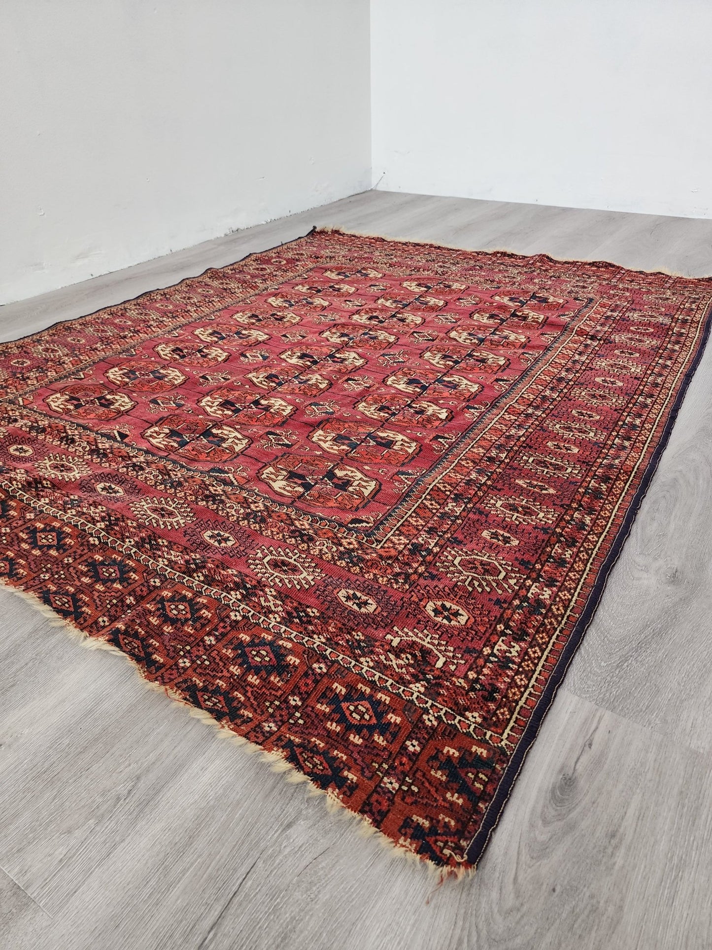 BB062302 Wool Bokhara Rug in Red - Vintage MC