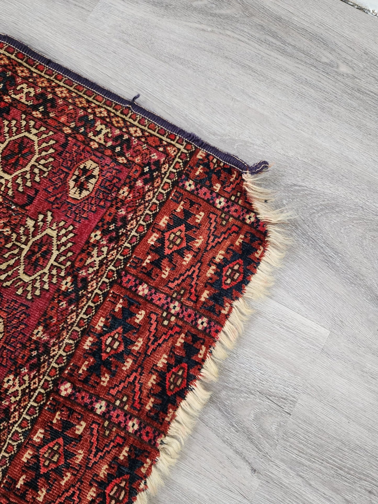 BB062302 Wool Bokhara Rug in Red - Vintage MC