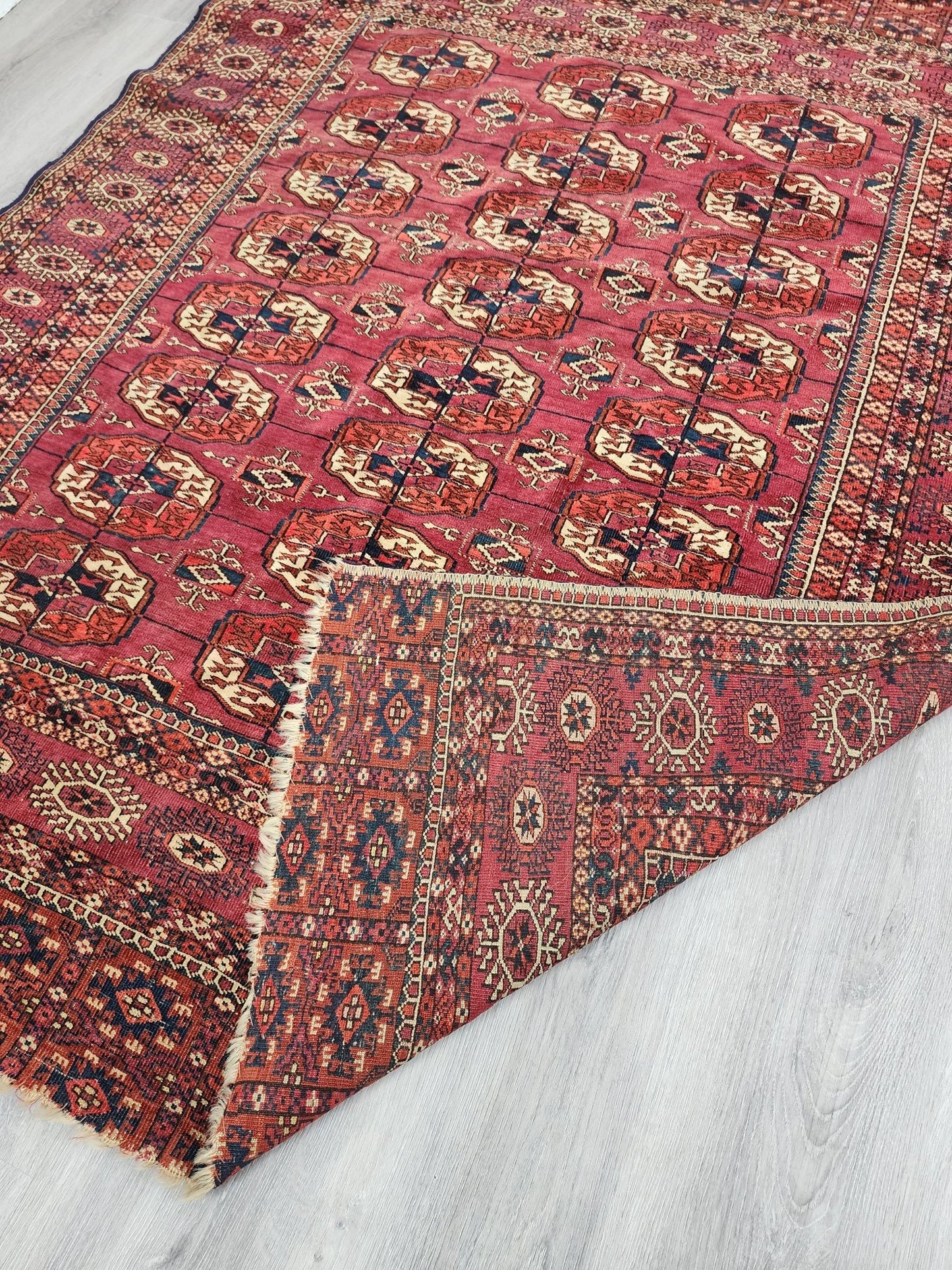 BB062302 Wool Bokhara Rug in Red - Vintage MC