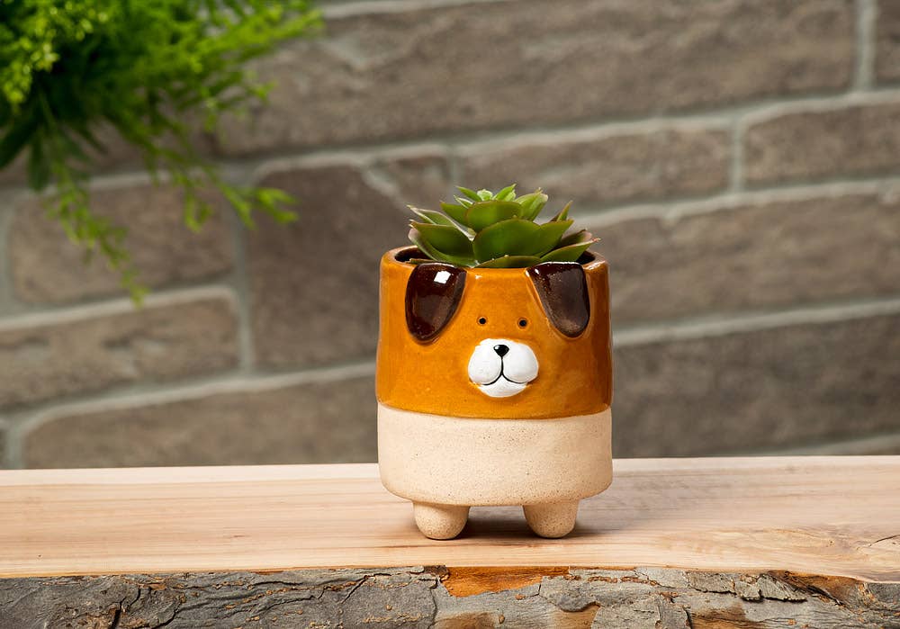 Lg Dog on Legs Planter-4.5"