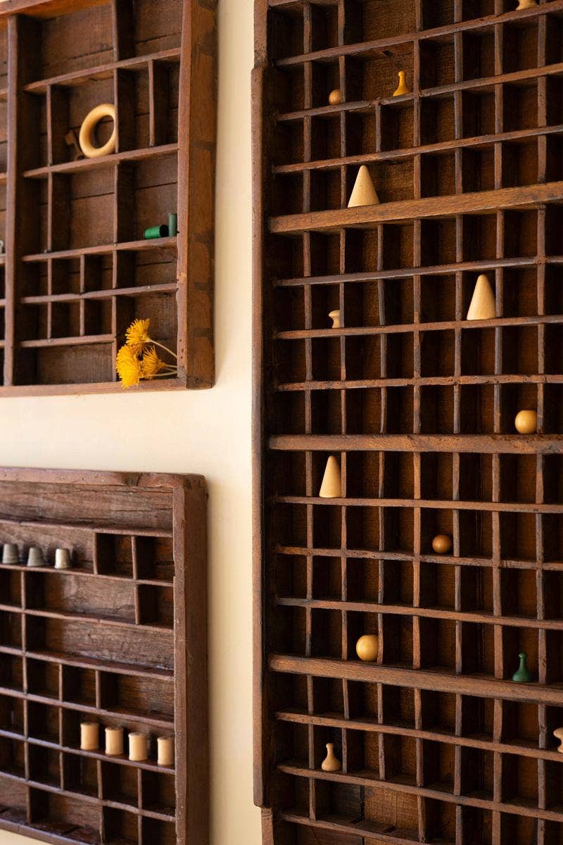 Antique Wood Printer Trays