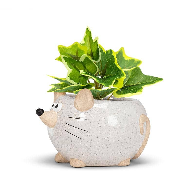 Sm Mouse Planter-Wht-2.5H