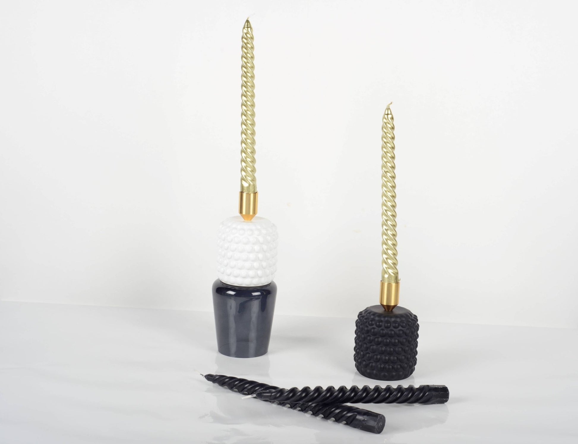 Black - White Bubble Candle Holder - Vintage MC