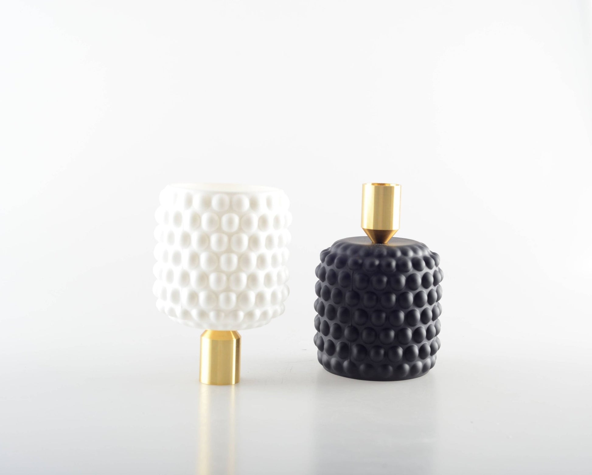 Black - White Bubble Candle Holder - Vintage MC