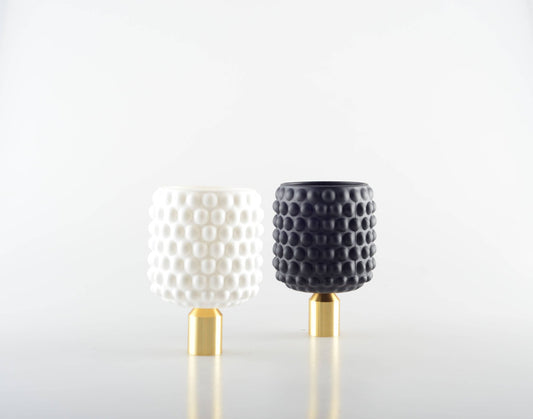 Black - White Bubble Candle Holder - Vintage MC