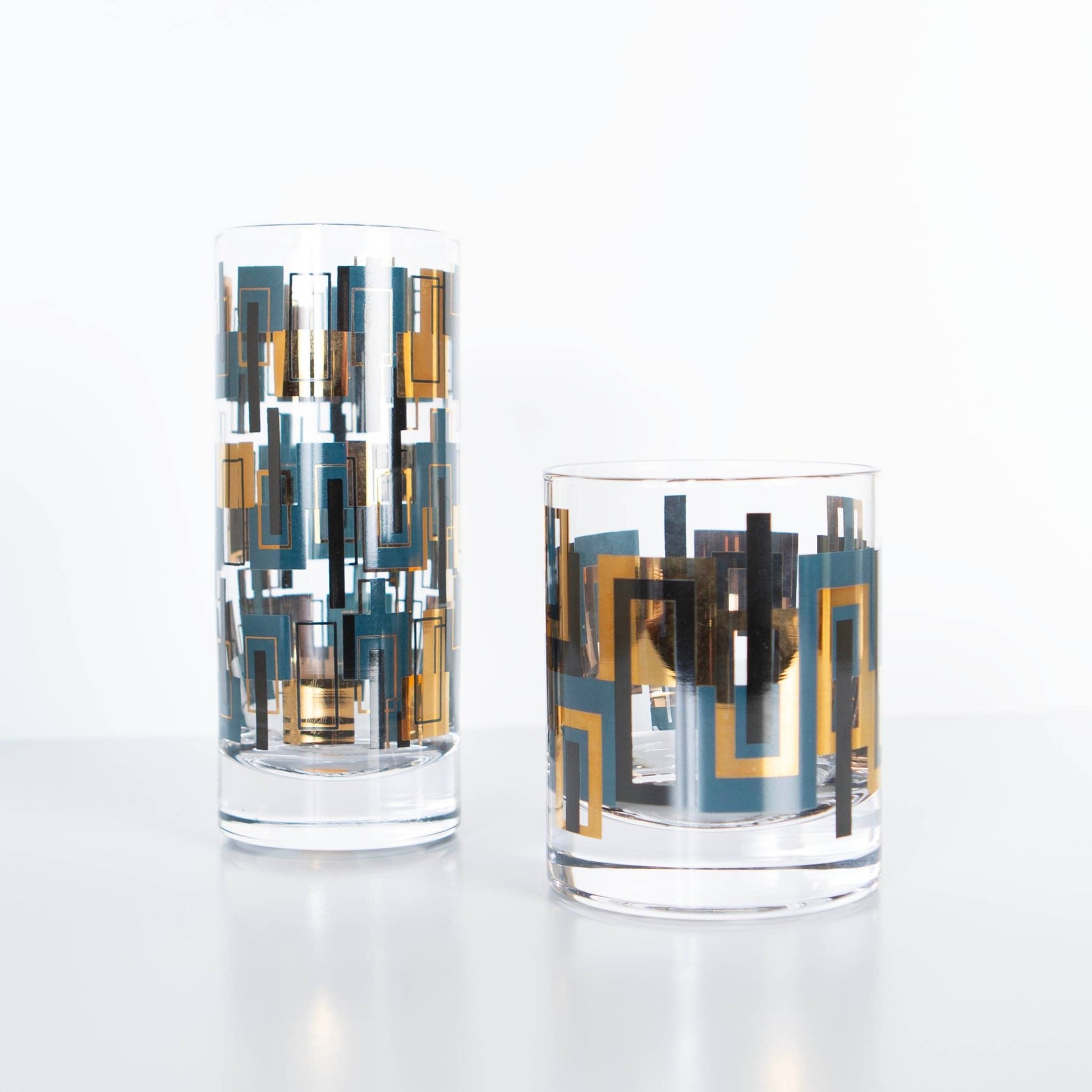 Blue and Gold Vintage inspired Whiskey Cocktail Glass - Vintage MC