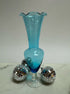 Blue Ruffle Edge Etched Vase - Vintage MC