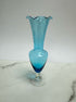 Blue Ruffle Edge Etched Vase - Vintage MC