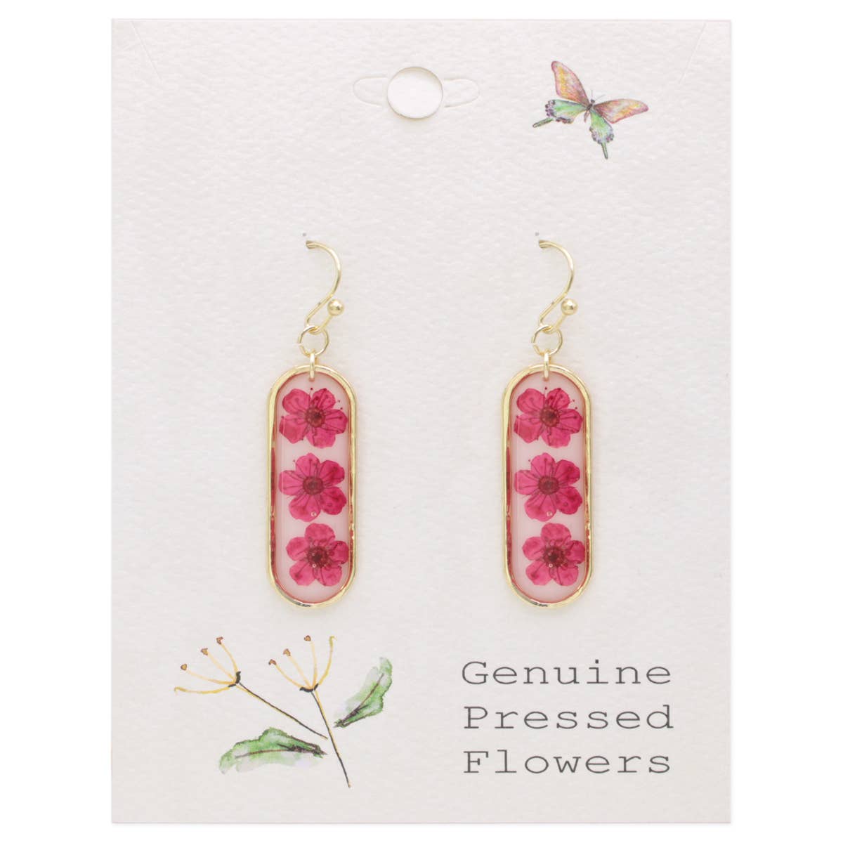 Bouquet Bar Red Dried Flower Earrings - Vintage MC