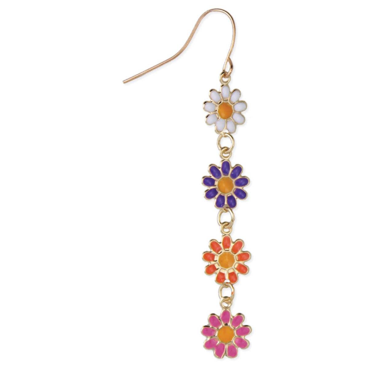 Bright Multicolor Daisy Linear Earrings - Vintage MC