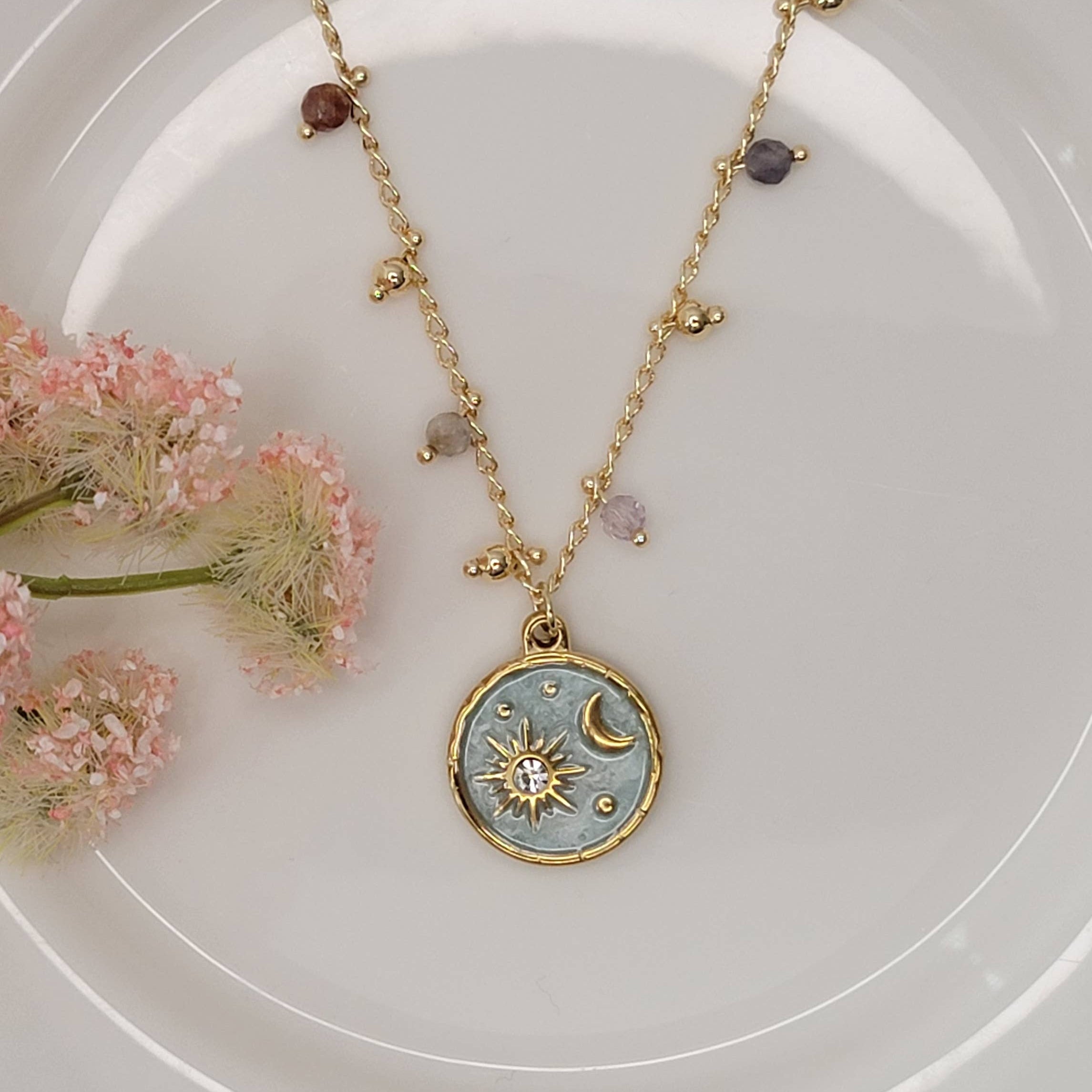 Moon & Star Charm Necklace