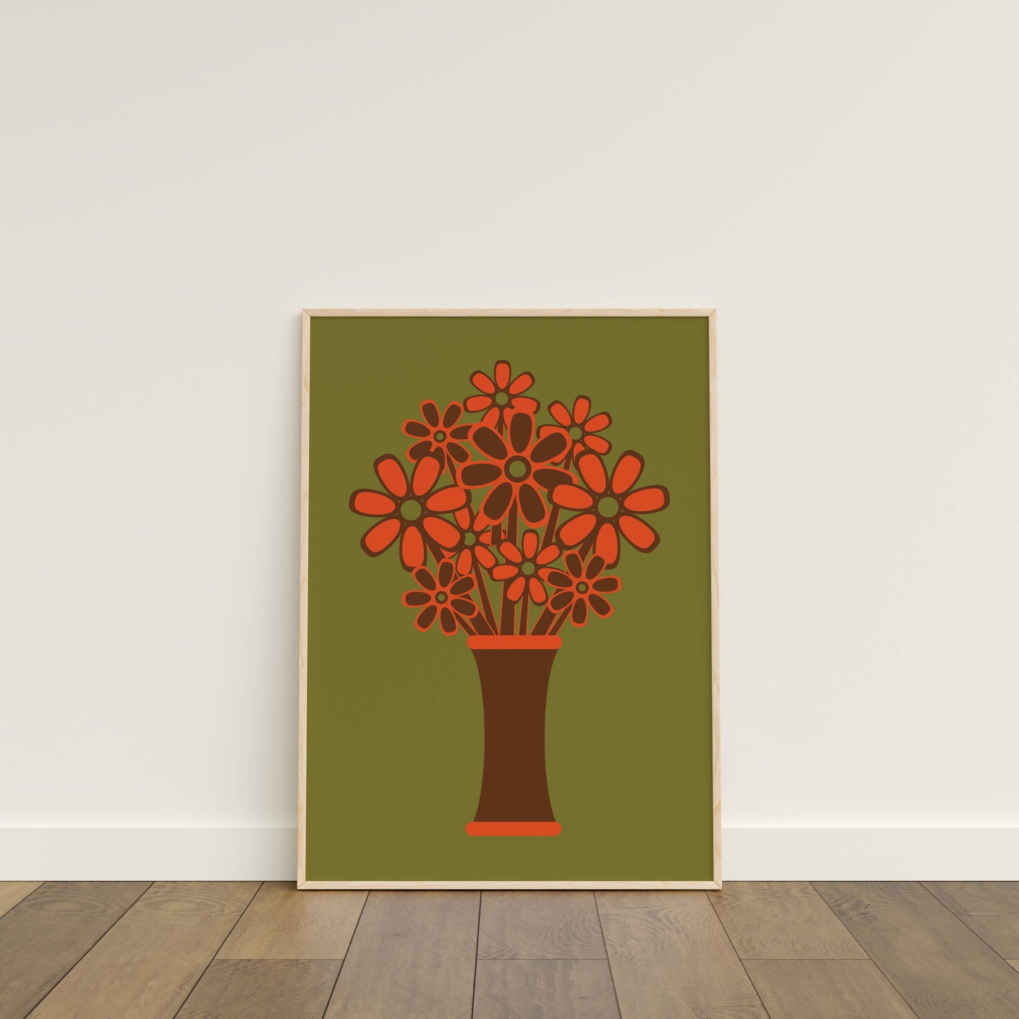 Brown Vase Orange Flowers Print