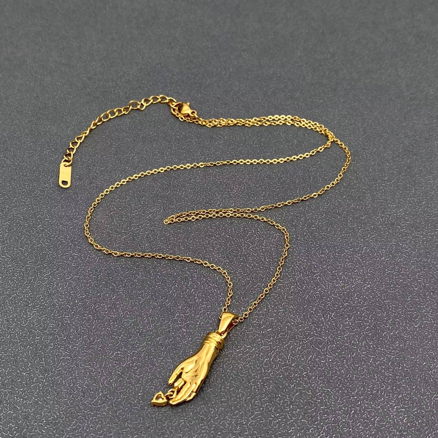 Heart Palm Charm 18K Gold Plated Necklace