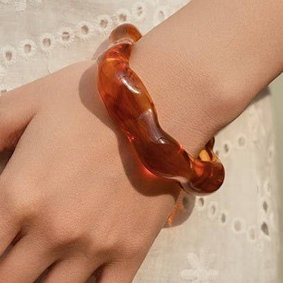 Acrylic Wavy Bamboo Design Cuff Bracelet
