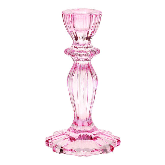 Pink Glass Candle Holder | Valentines Decor |