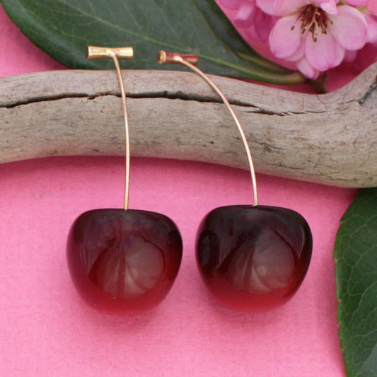 Cherry, Cherry Nice! Deep Red Cherry Drop Earrings - Vintage MC
