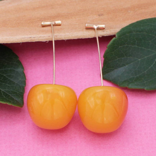 Cherry, Cherry Nice! Light Red Cherry Drop Earrings - Vintage MC