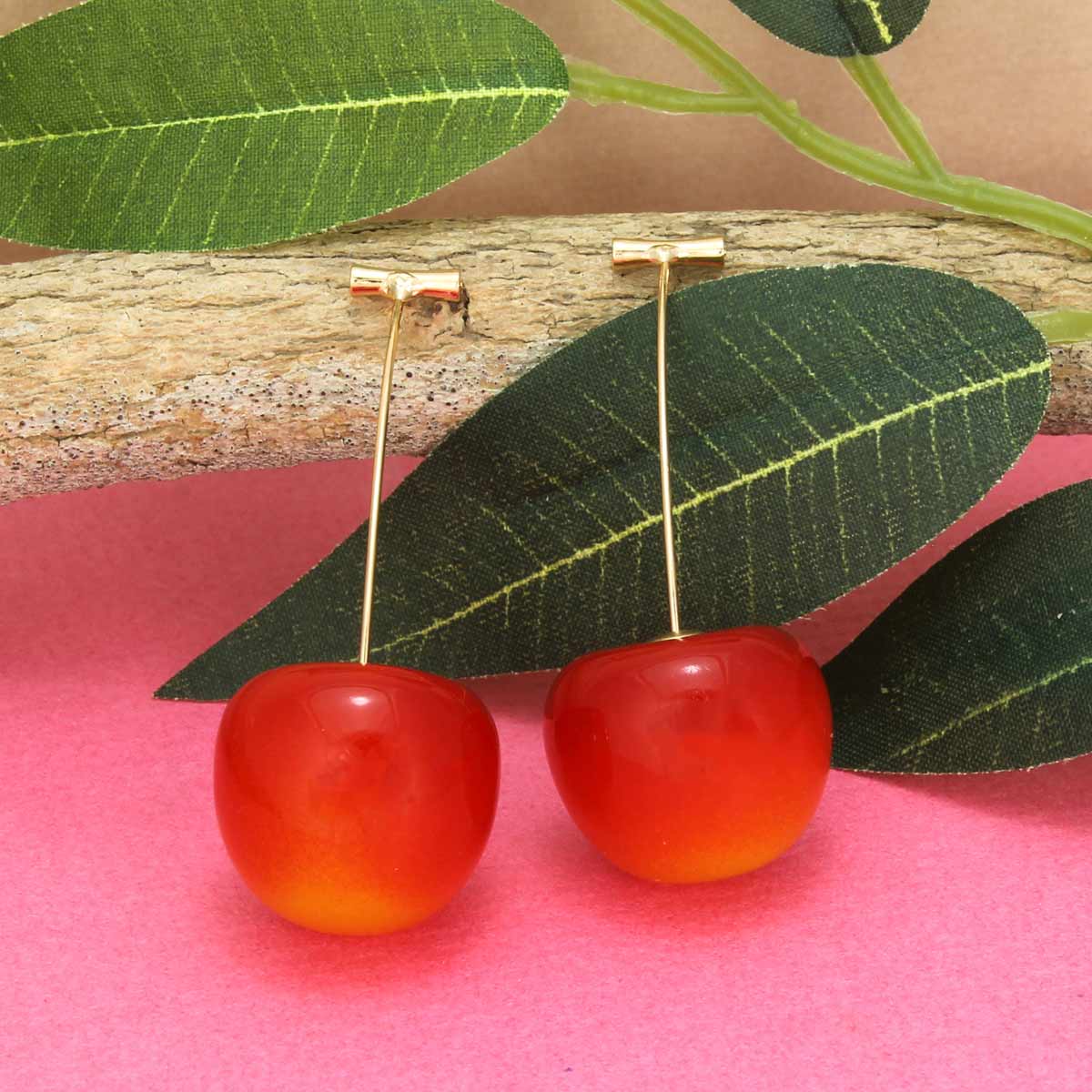 Cherry Resin Cherry Drop Earrings - Vintage MC