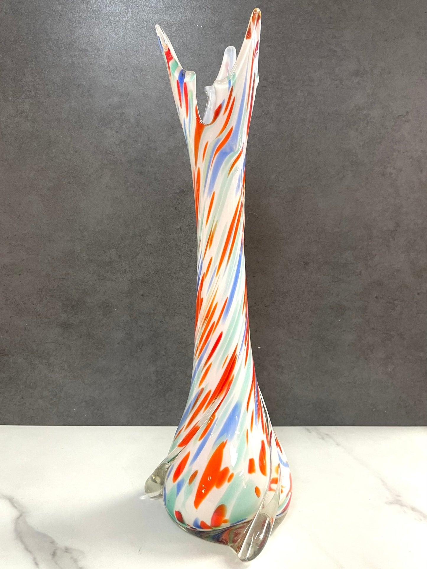 Colorful Swirled Stretch Glass Vase - Vintage MC