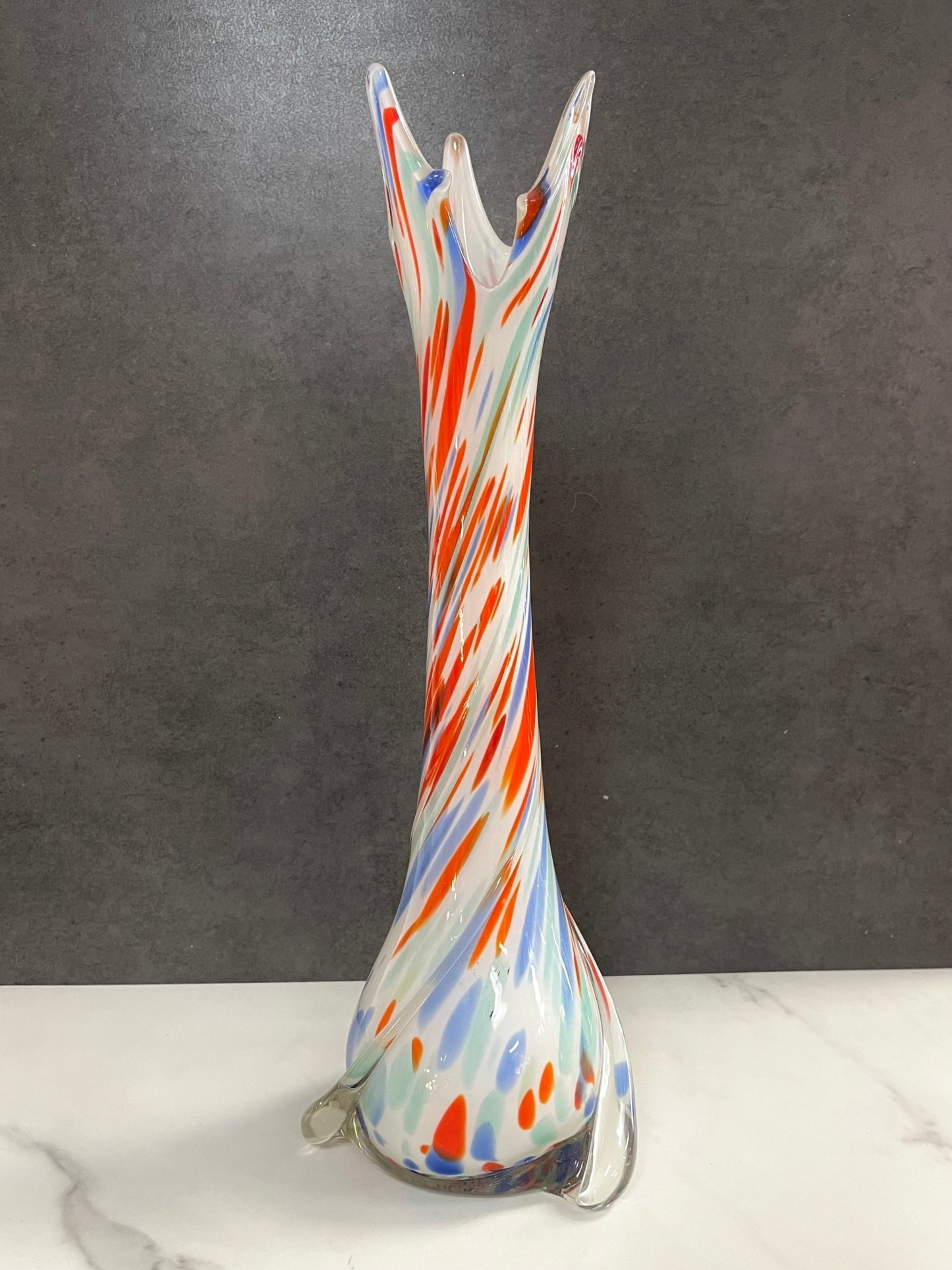 Colorful Swirled Stretch Glass Vase - Vintage MC