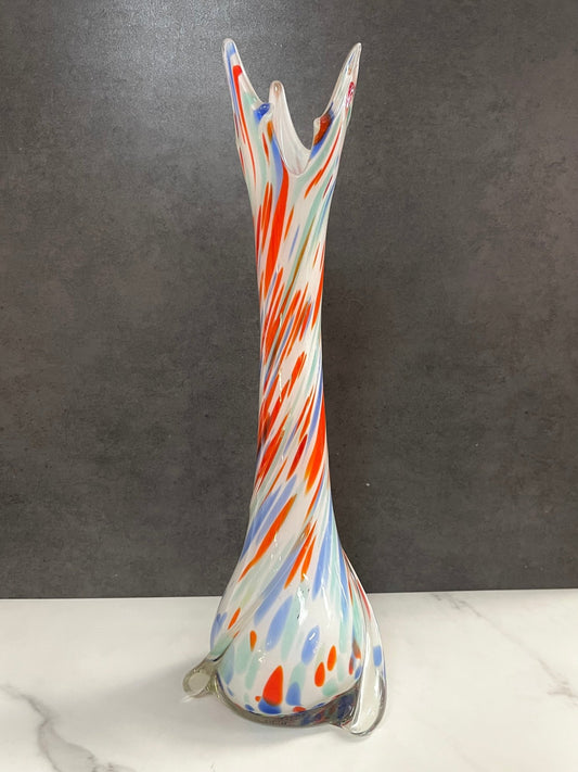 Colorful Swirled Stretch Glass Vase - Vintage MC