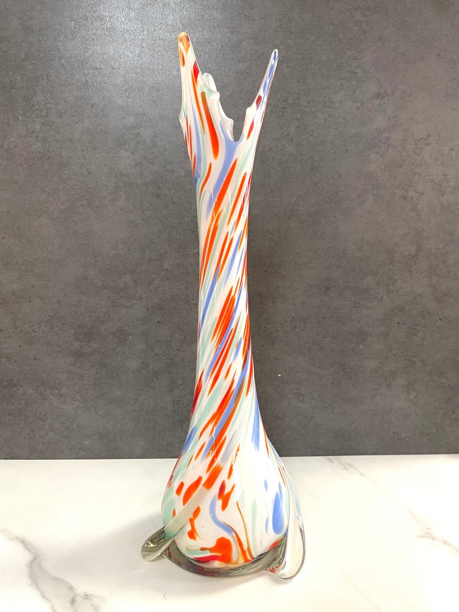 Colorful Swirled Stretch Glass Vase - Vintage MC