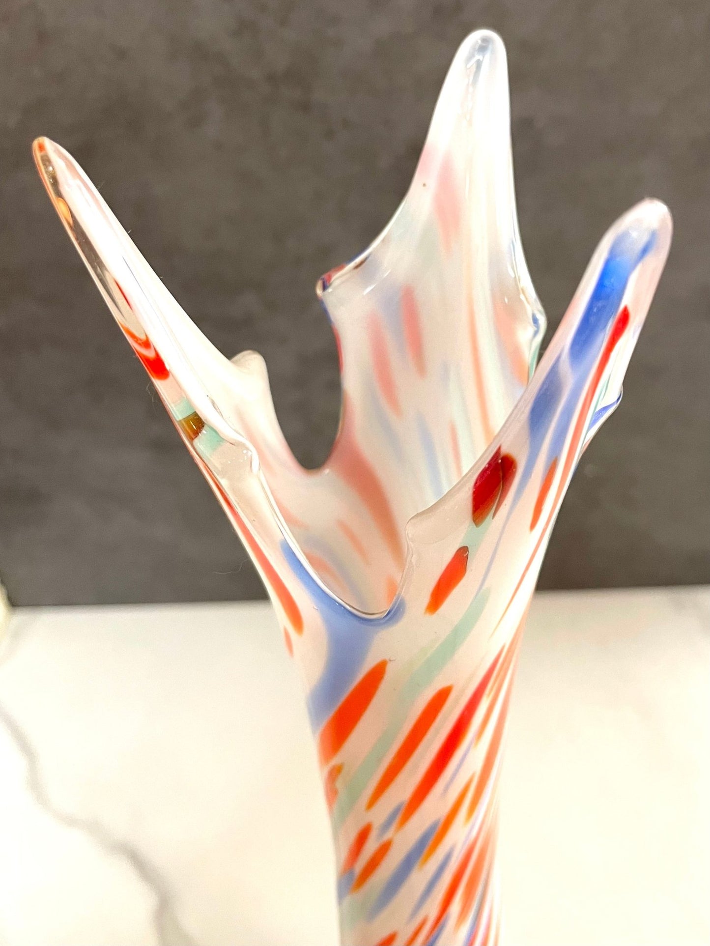 Colorful Swirled Stretch Glass Vase - Vintage MC