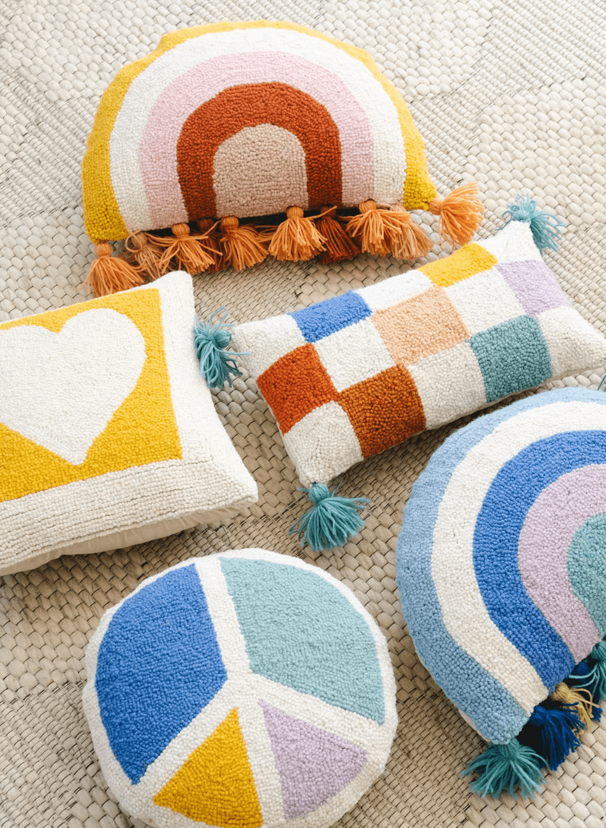 Cool Rainbow With Tassels Hook Pillow by Ampersand - Vintage MC