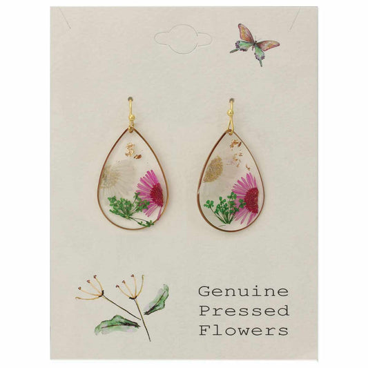 Cottage Floral Daisy Dried Flower Earrings - Vintage MC